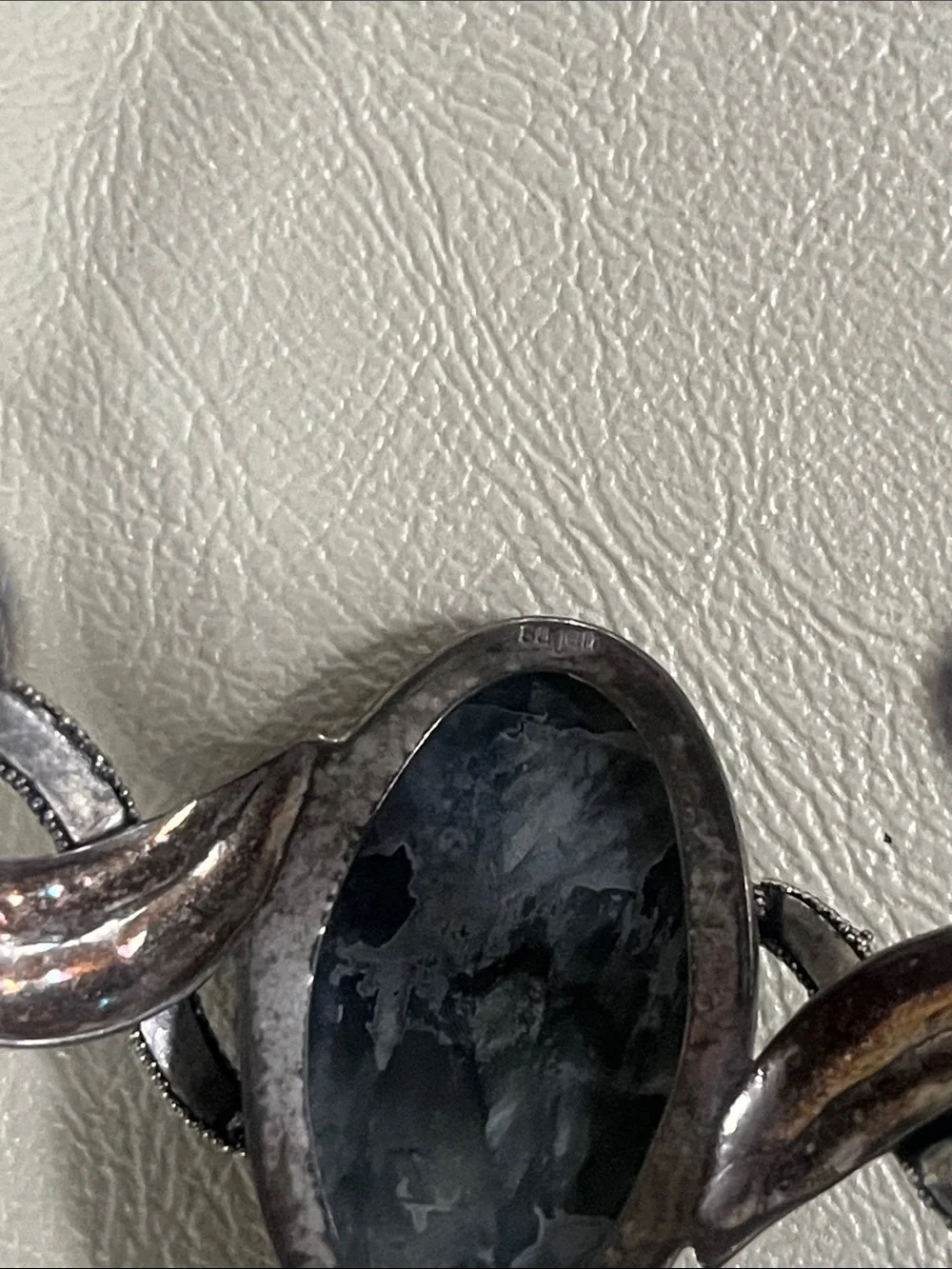 Sajen 925 Silver Cuff Dual Snake Bracelet with Deep Green Oval Stone